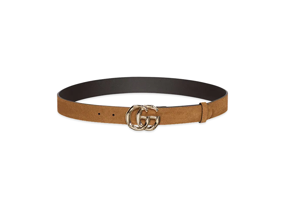 GUCCI Women's Biscuit Suede Belt "Camel"