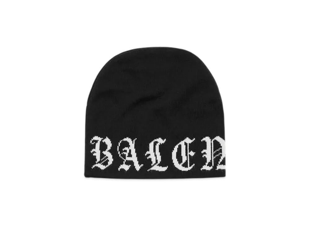 BALENCIAGA All-Around Blackletter Beanie "Black/White"