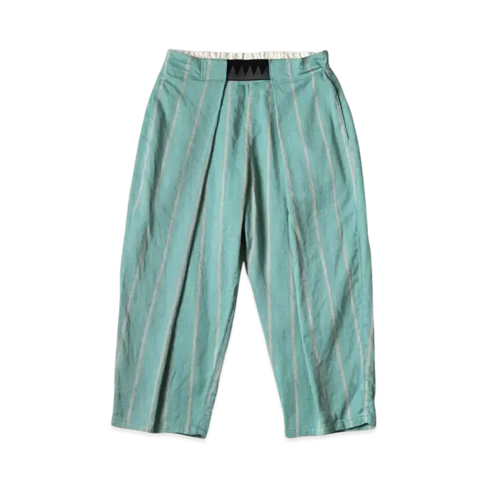 KAPITAL Linen Phillies Stripes Easy Beach Pants "Turquoise"