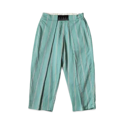 KAPITAL Linen Phillies Stripes Easy Beach Pants "Turquoise"