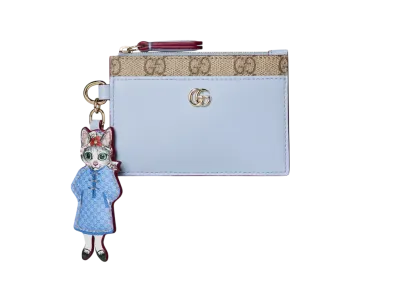 GUCCI x Yuko Higuchi Bicolor Key Case Soft GG Supreme Japan Exclusive "Light Blue/Beige/Dark Brown"