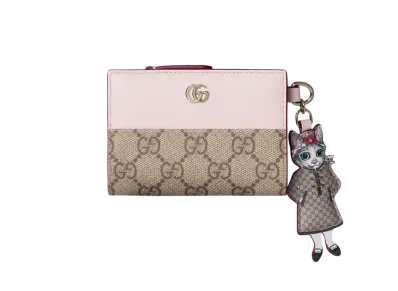 GUCCI x Yuko Higuchi Bicolor Small Wallet Soft GG Supreme Japan Exclusive "Pale Pink/Beige/Dark Brown"