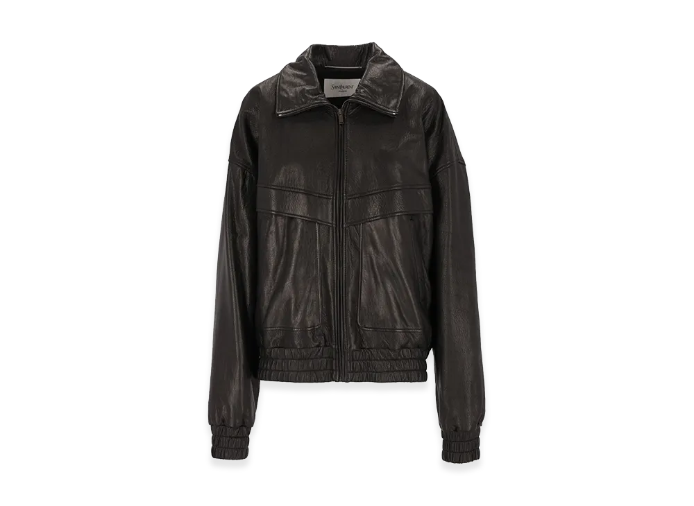 Saint Laurent Jacket In Bubbled Lambskin "Black"