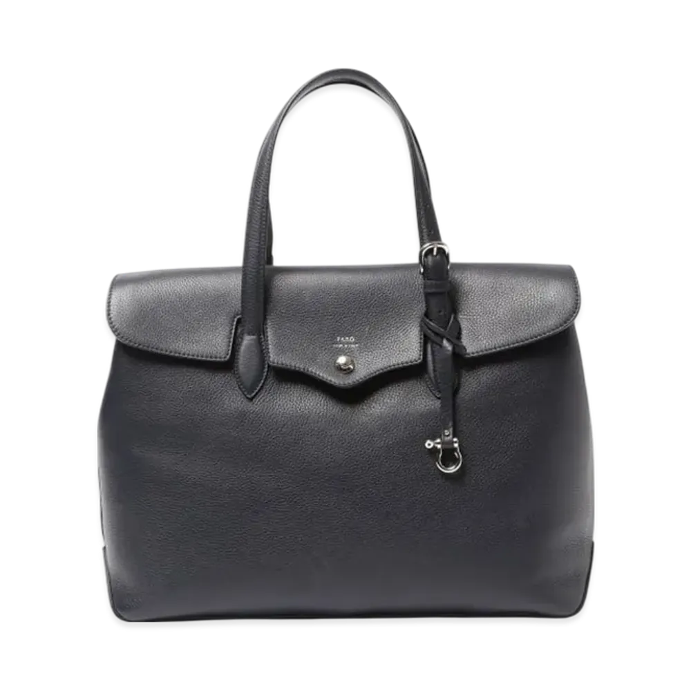 BEAMS Faro / Custom Fratelli Leather Flap Tote Bag "Navy"