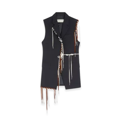 DRIES VAN NOTEN Women's Embellished Sleeveless Blazer "Navy"