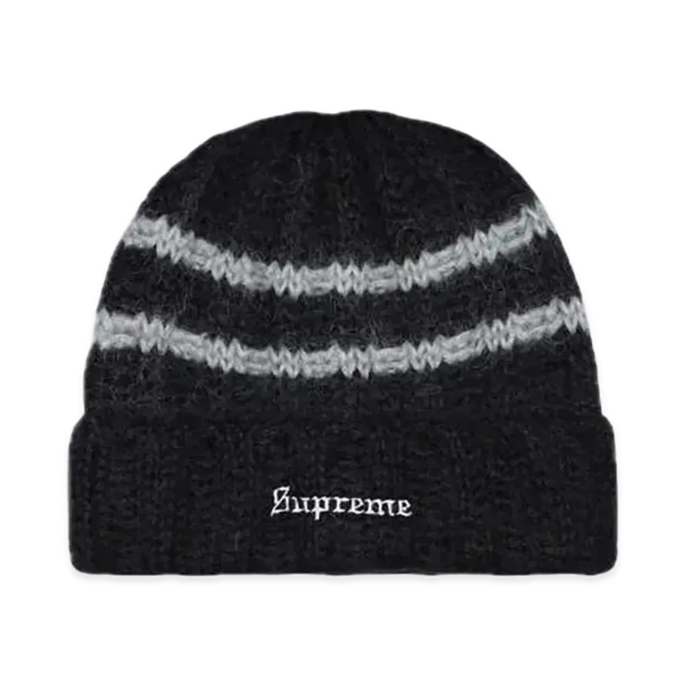 Supreme Brushed Stripe Beanie "Black"