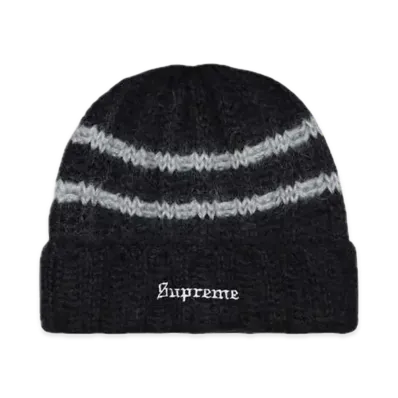 Supreme Brushed Stripe Beanie "Black"
