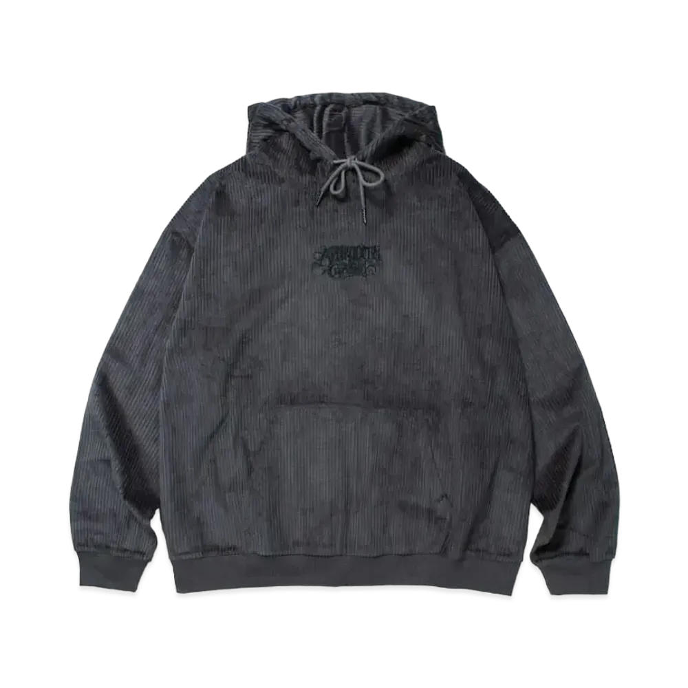 APHRODITEGANG Classic Logo Corduroy Hooded Shirt "Grey Black"