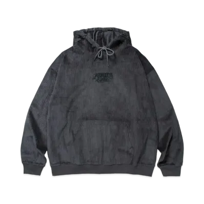 APHRODITEGANG Classic Logo Corduroy Hooded Shirt "Grey Black"