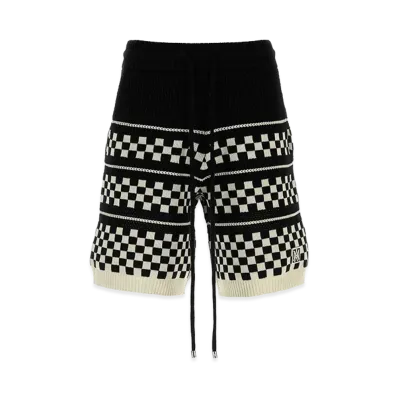 AMIRI Embroidered Wool Blend Bermuda Shorts "Black"