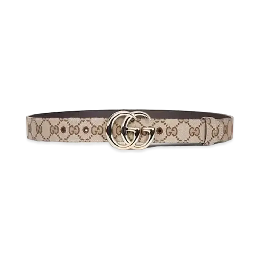 GUCCI GG Marmont Thin Belt "Beige/Ebony"