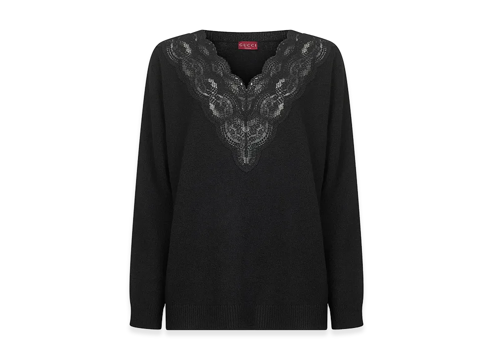 GUCCI Women's Wool Blend Oversize Sweater "Black"