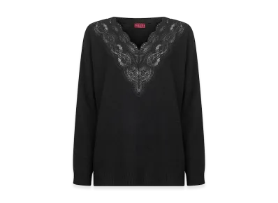 GUCCI Women's Wool Blend Oversize Sweater "Black"