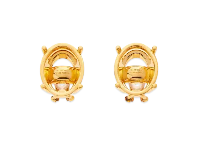 BALENCIAGA Frame Oval Earrings "Shiny Gold"