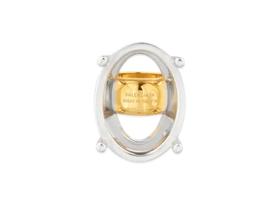 BALENCIAGA Frame Oval Ring "Shiny Silver/Shiny Gold"