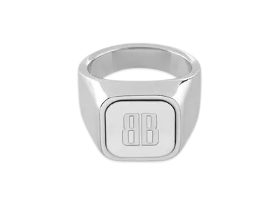 BALENCIAGA Nano Signet Ring "Shiny Silver"