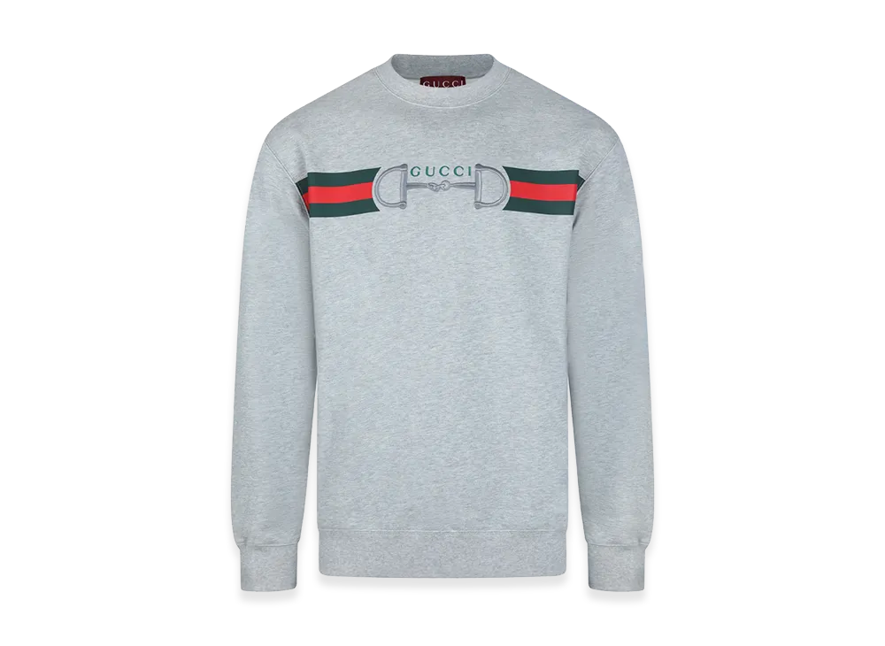 GUCCI Web Ribbon And Horsebit Sweatshirt "Gray"