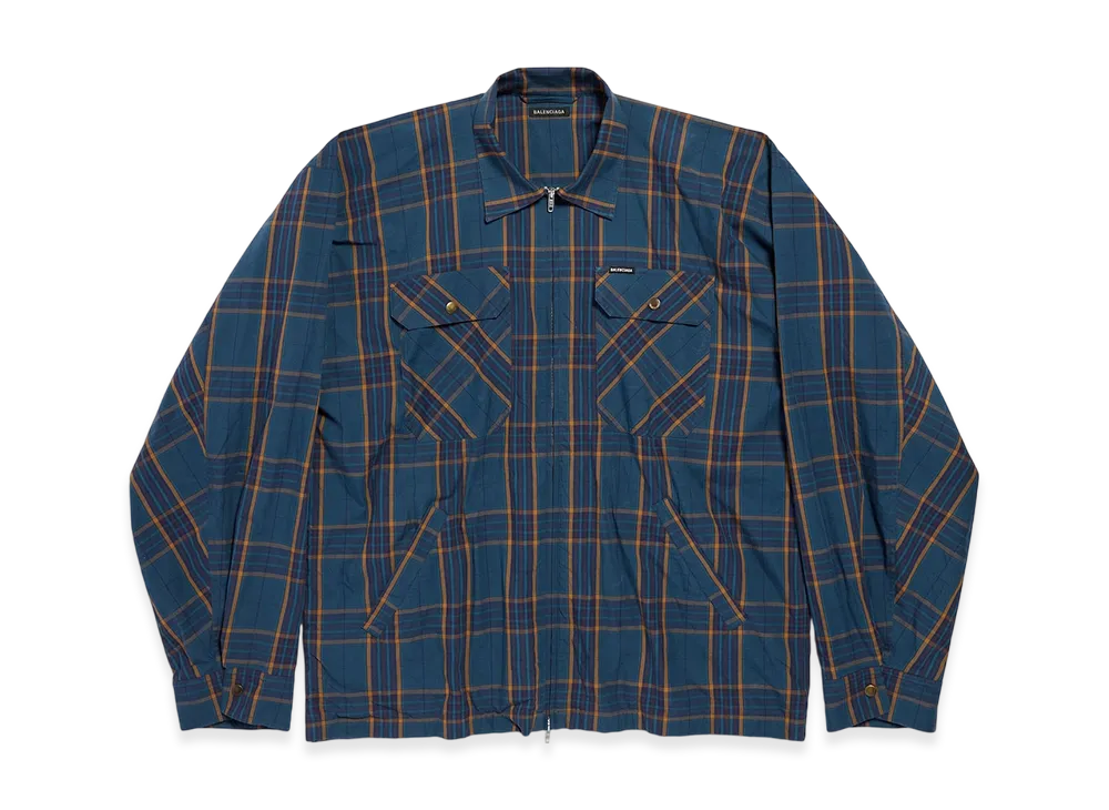 BALENCIAGA Zip-up Shirt "Blue/Orange"