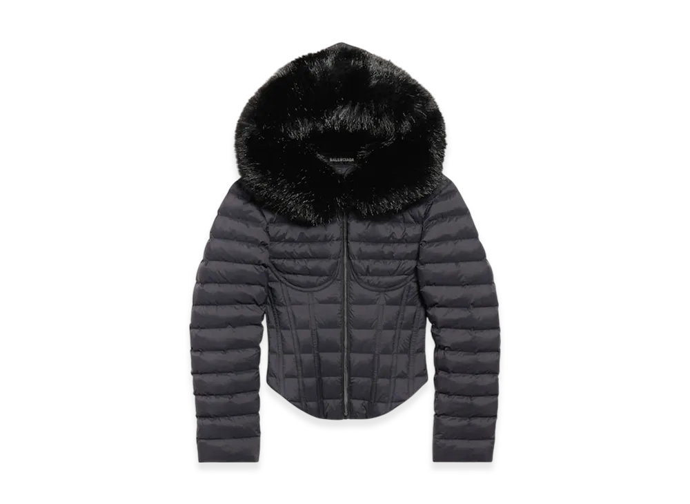 BALENCIAGA Women's Hooded Corset Puffer "Black"