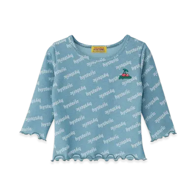 HYSTERIC GLAMOUR Cheery Embroidery 3/4 Sleeve Tee "Blue"