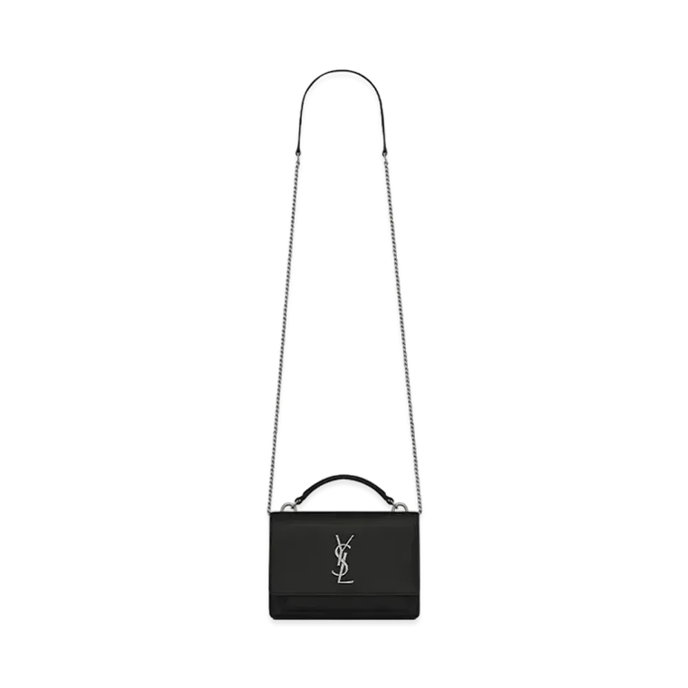 Saint Laurent Sunset Chain Wallet In Smooth Leather "Black"