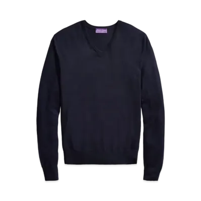 Ralph Lauren Purple Label Cashmere V-Neck Sweater "Navy"