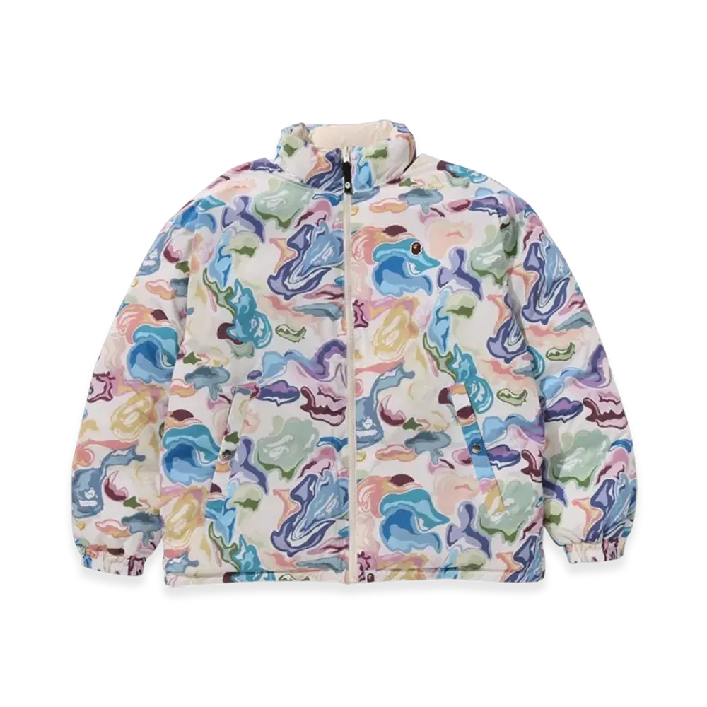 A BATHING APE Art Camo Reversible Down Jacket "White"