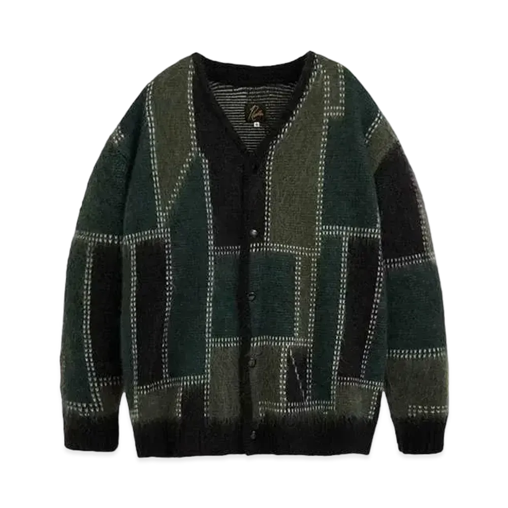 Needles STUDIOUS Mohair Cardigan - Patchwork Motif "Khaki"