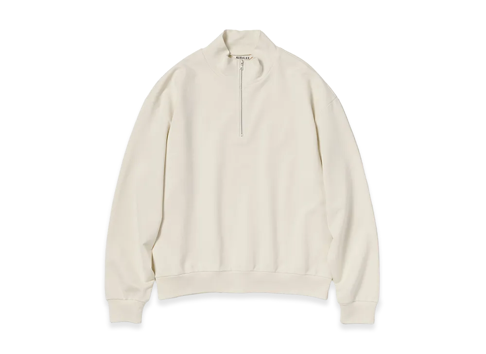 AURALEE Women's Super High Gauge Sweat Half Zip P/O "Ivory White"