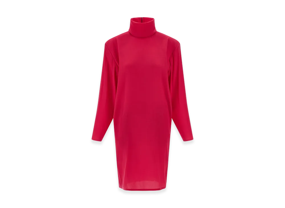 Saint Laurent Women's Structured Shoulder Dress "Fuchsia"