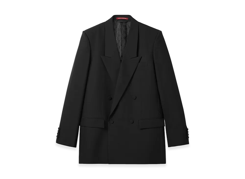 GUCCI Double-Breasted Technical Panama Blazer "Black"