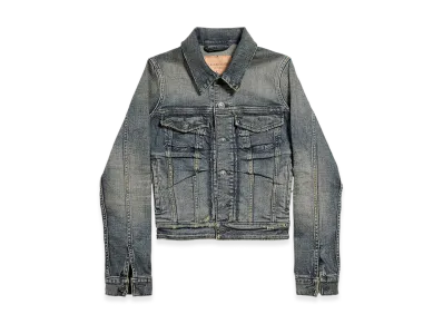 BALENCIAGA Women's Rouched Denim Jacket "Blue"