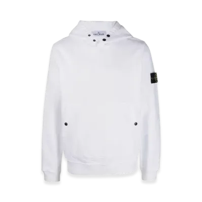 Stone Island 61720 Brushed Cotton Fleece Garment Dyed Crewneck Hooded Sweatshirt - 23FW "White"