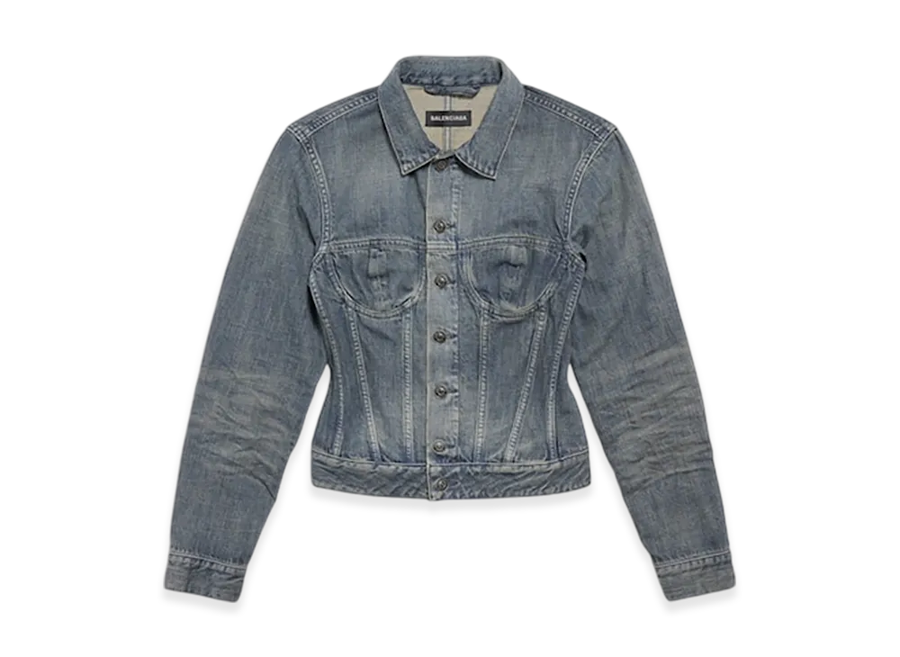 BALENCIAGA Women's Corset Denim Jacket "Blue"