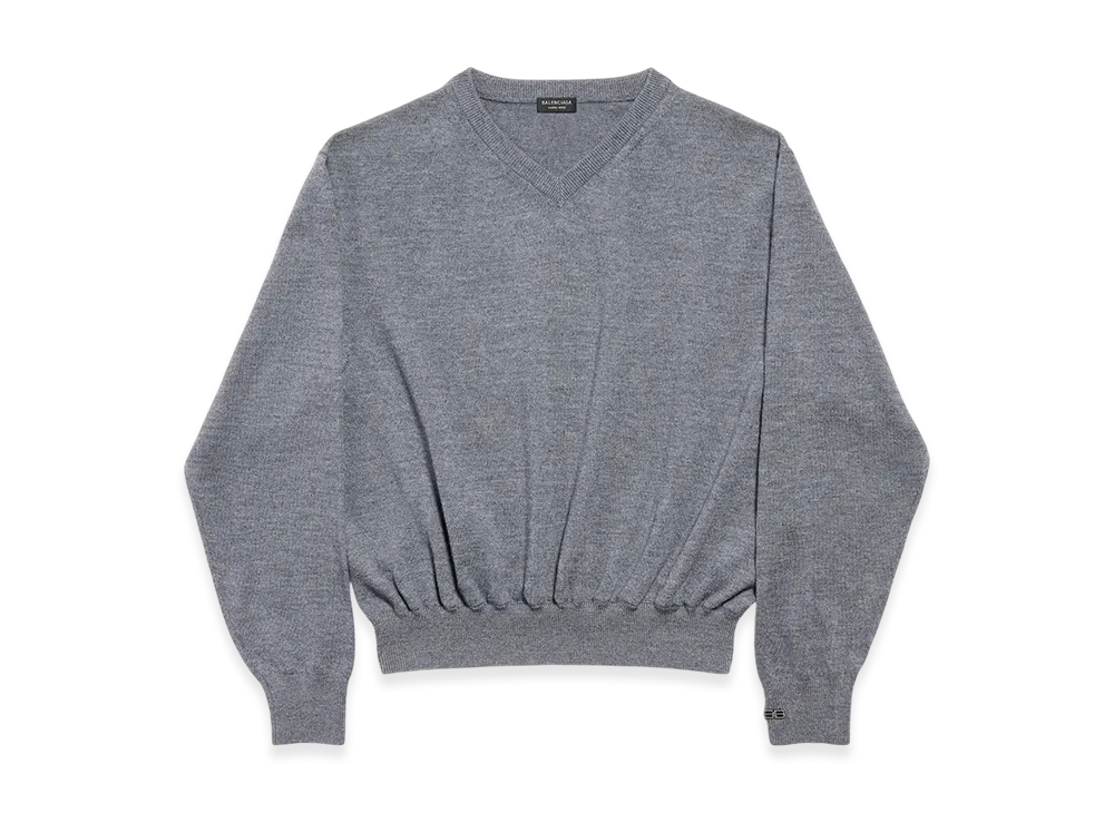BALENCIAGA Women's V-neck Sweater "Heather Grey"
