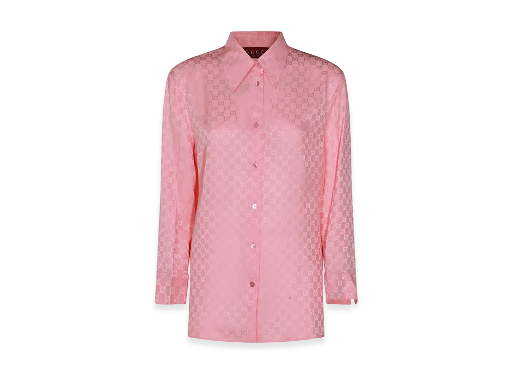 GUCCI Women's GG Silk Shirt "Pink"