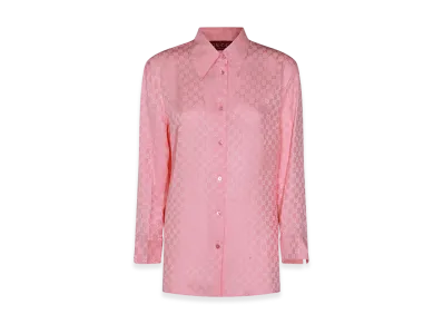 GUCCI Women's GG Silk Shirt "Pink"