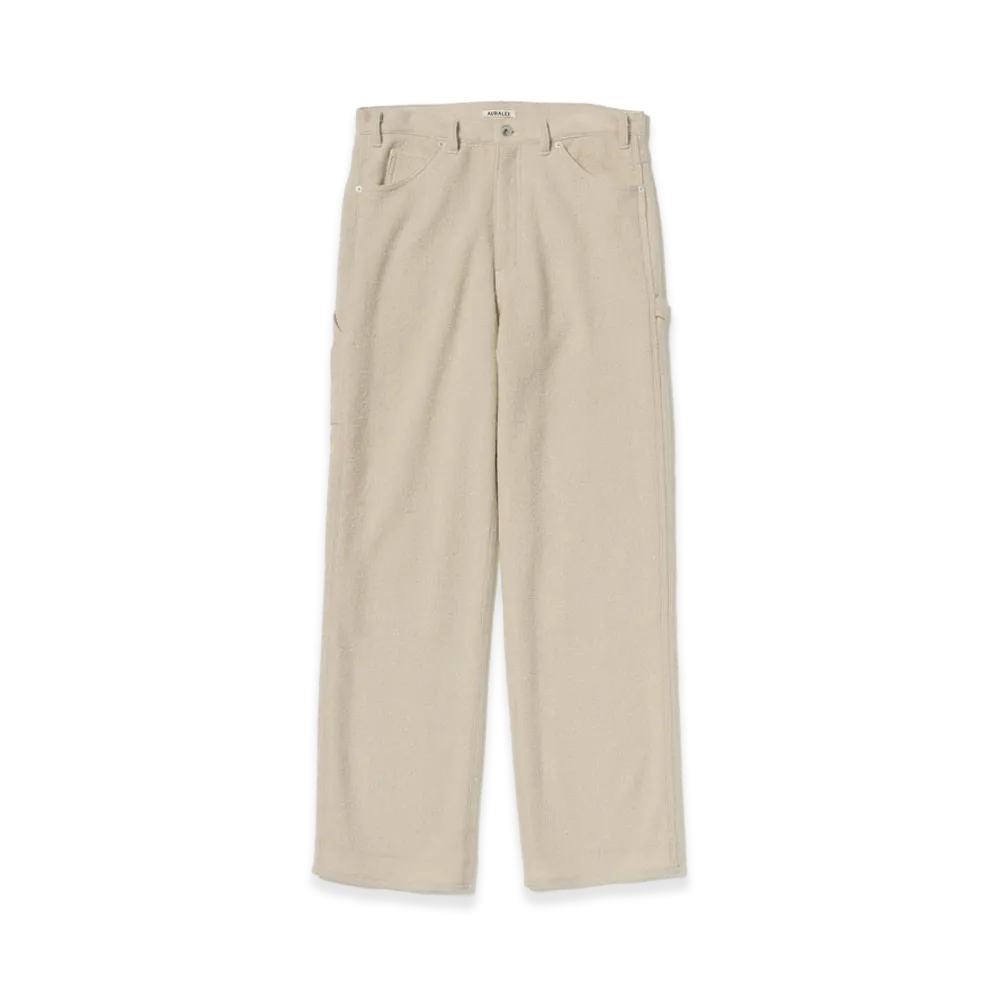 AURALEE Homespun Tweed Painter Pants "Ivory Beige"