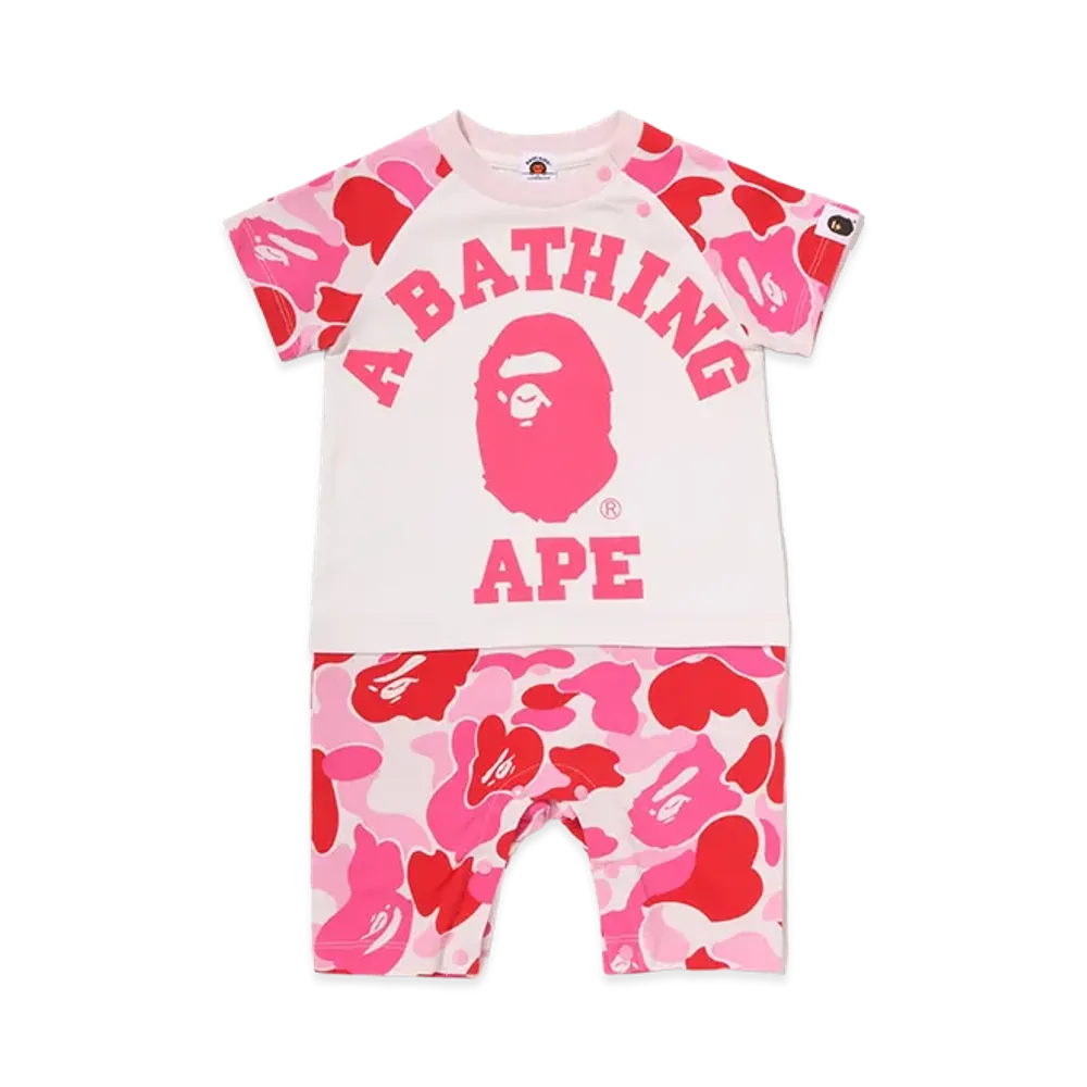 A BATHING APE Kids ABC Camo Big College Rompers "Pink"
