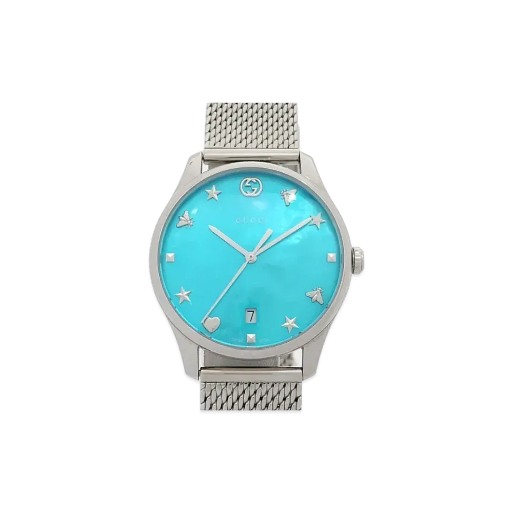 GUCCI G Timeless Collection Signature "Blue/Stainless Steel/Silver"