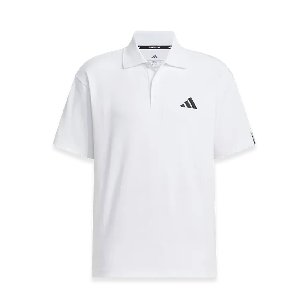 adidas Essentials Plus Loose Fit Small Logo Short Sleeve Polo Shirt "White"