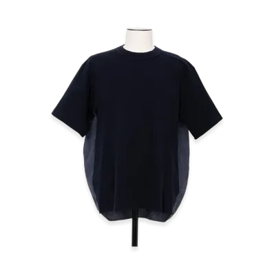 sacai Light Weight Denim x Cotton Jersey T-Shirt "Navy/Blue"