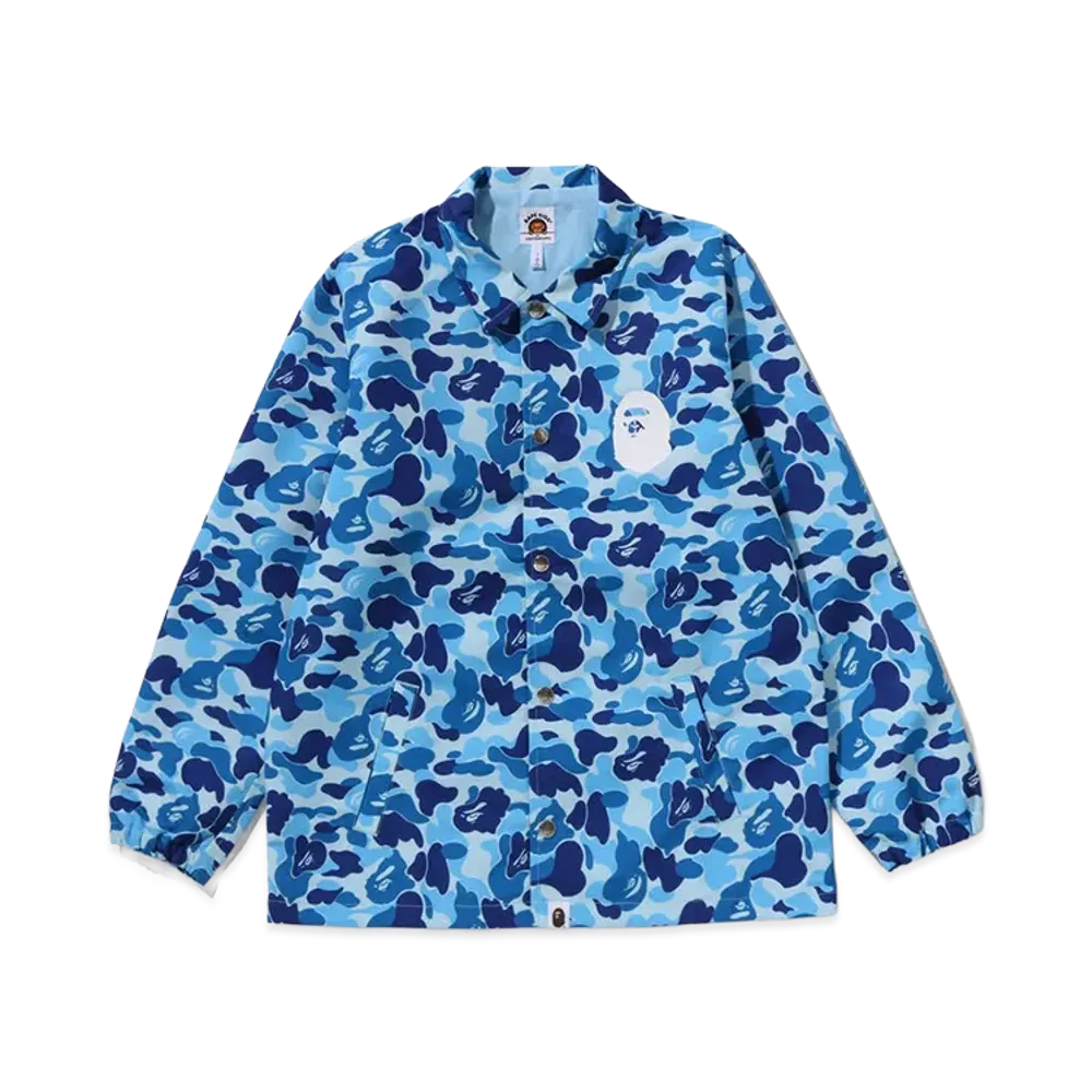 A BATHING APE Kids ABC Camo College Coach Jacket "Blue"