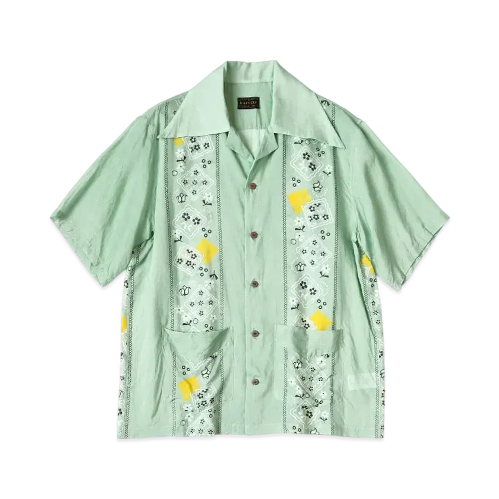 KAPITAL Silk Rayon Langle Color Cuba Shirt "Mint"