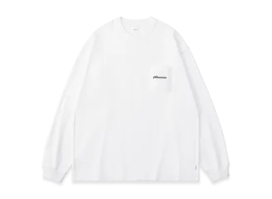 plllllleeeasse Binding Long Sleeve Pocket Tee "White"