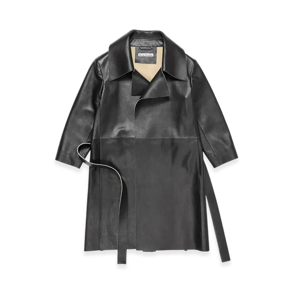 Acne Studios Double Breasted Leather Coat "Black"