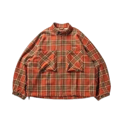 TIGHTBOOTH Plaid Flannel Swing Top "Orange"