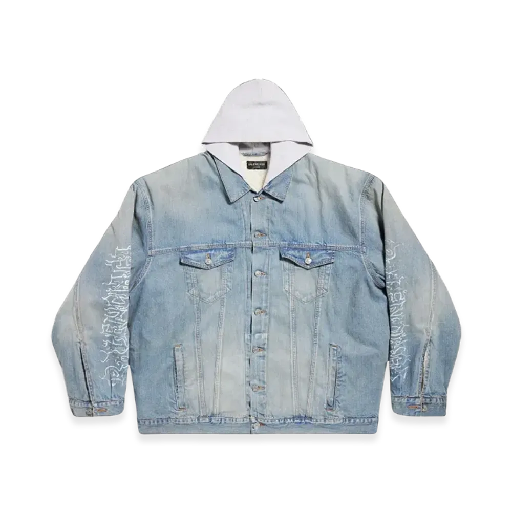 BALENCIAGA DIY Metal Outline Hooded Jacket in Light "Blue"