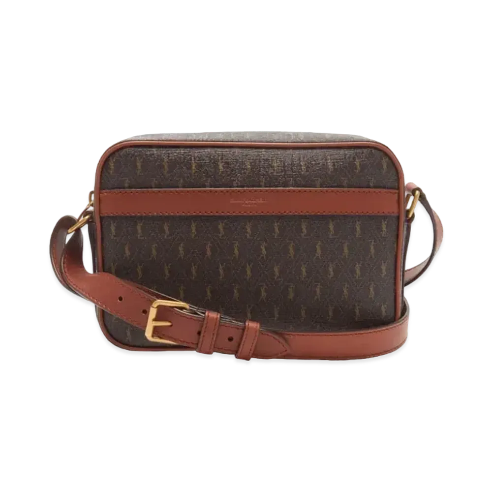 SAINT LAURENT Le Monogramme Camera Bag In Monogram Canvas And Smooth Leather "Chestnut"