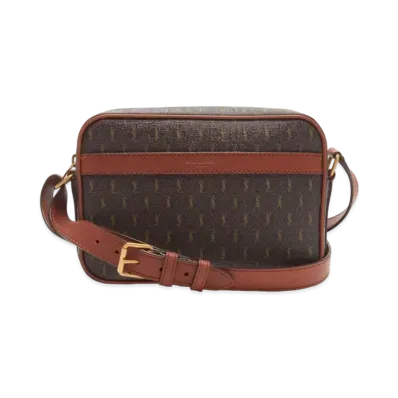 SAINT LAURENT Le Monogramme Camera Bag In Monogram Canvas And Smooth Leather "Chestnut"